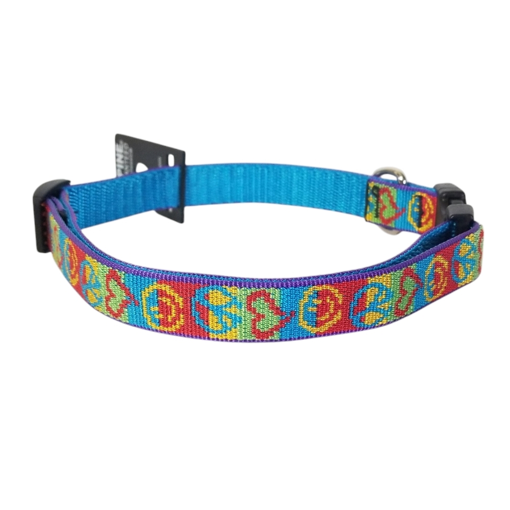 LUPINE Pet "Peace Pup" Design 3/4" Adjustable Nylon Dog Collar Size 15"-25" - Picture 5 of 11